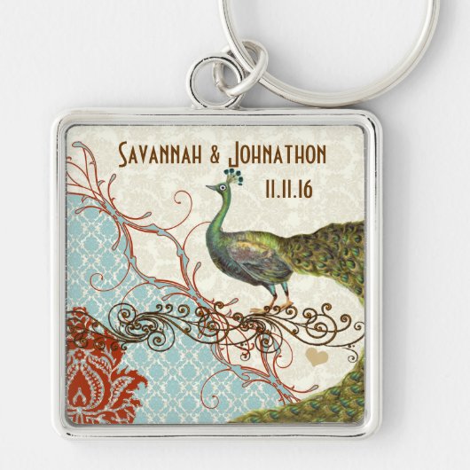 ヴィンテージラブピーコック結婚のキーチェーン キーホルダー (正面)