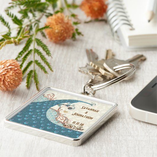 ヴィンテージラブピーコック結婚のキーチェーン キーホルダー (側面)