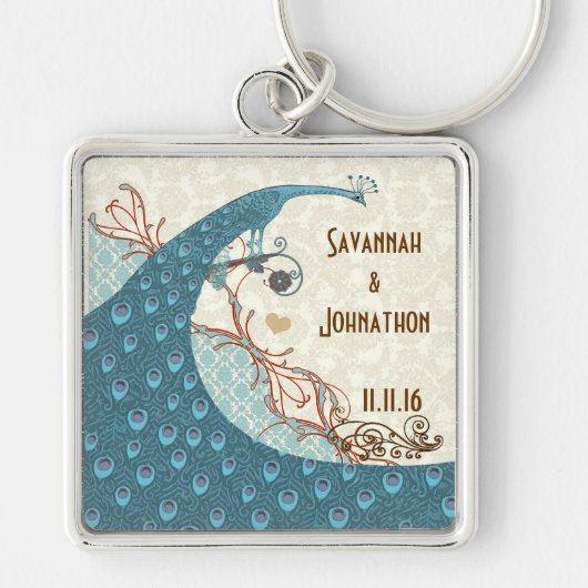 ヴィンテージラブピーコック結婚のキーチェーン キーホルダー (正面)