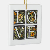 ヴィンテージラブフローラタイポグラフィバレンタインオーナメント セラミックオーナメント (右)