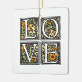 ヴィンテージラブフローラタイポグラフィバレンタインオーナメント セラミックオーナメント (左)