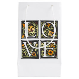 ヴィンテージラブフローラタイポグラフィバレンタイン抱き枕 スモールペーパーバッグ