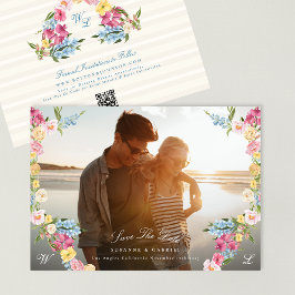 ヴィンテージラブフローラリースモノグラムフォトQRコード セーブザデート