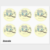 ヴィンテージラブホットピンクアクアバード結婚式用シール ラウンドシール (シート)