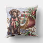 ヴィンテージラブラドールドッグホリデースリーかわいい子犬 クッション (裏面)