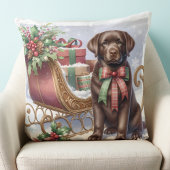 ヴィンテージラブラドールドッグホリデースリーかわいい子犬 クッション