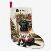 ヴィンテージラブラドールリトリバーフェスティバルホリデードッグ スモールクリスマスストッキング (正面)