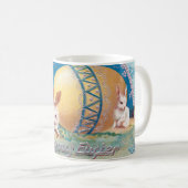 ヴィンテージラブリーウサギとイースターエッグ コーヒーマグカップ (正面右)