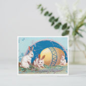 ヴィンテージラブリーウサギとイースターエッグ ポストカード (スタンド正面)