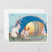 ヴィンテージラブリーウサギとイースターエッグ ポストカード (正面/裏面)