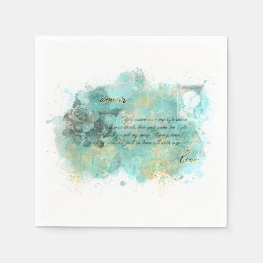 ヴィンテージラブレターナプキンス スタンダードカクテルナプキン (正面)