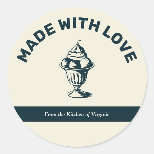 ヴィンテージラブレベルシールで作ったアイスクリーム ラウンドシール (正面)