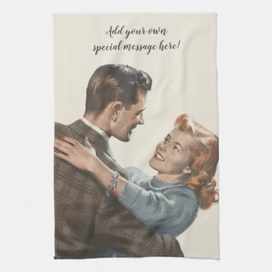 ヴィンテージラブロマンス新婚で踊るか？ キッチンタオル (縦)