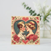 ヴィンテージラブロマンティックバレンタインデーのカップル シーズンカード (スタンド正面)