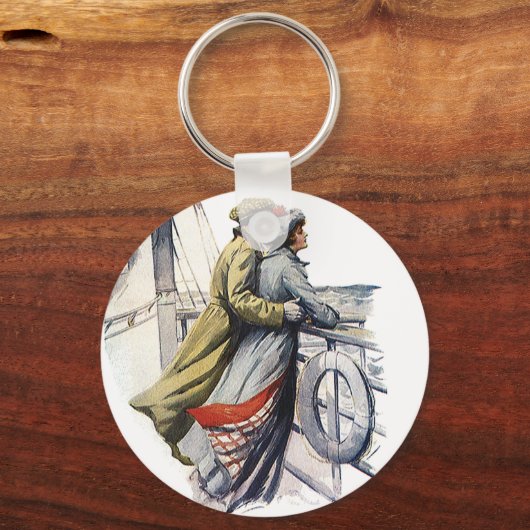 ヴィンテージラブ&ロマンス、クルーズ船での新婚旅行 キーホルダー (正面)