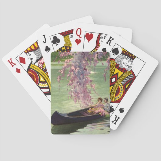 ヴィンテージラブ&ロマンス、ロマンチックなカヌー乗り トランプ (裏面)