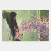 ヴィンテージラブ&ロマンス、ロマンチックなカヌー乗り ラッピングペーパーシート (正面)