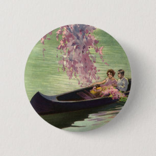ヴィンテージラブ&ロマンス、ロマンチックなカヌー乗り 缶バッジ