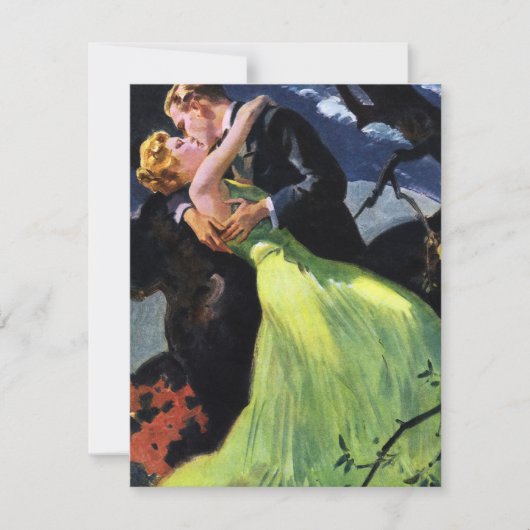 ヴィンテージラブ&ロマンス、ロマンチックなキス招待状 招待状 (正面)