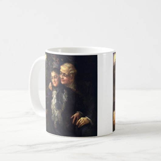 ヴィンテージラブ&ロマンス、ロマンチックなビクトリアンアート コーヒーマグカップ (正面左)