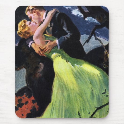 ヴィンテージラブ&ロマンス、ロマンチックキス マウスパッド (正面)