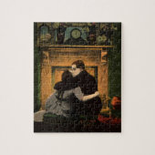 ヴィンテージラブ&ロマンス、ロマンチック暖炉キス ジグソーパズル (縦)