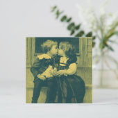 ヴィンテージラブ＆ロマンス、子供のキス招待 招待状 (スタンド正面)