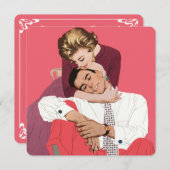 ヴィンテージラブ＆ロマンス　新婚カップル　結婚記念日おめでとう 招待状 (正面/裏面)