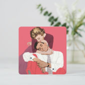 ヴィンテージラブ＆ロマンス　新婚カップル　結婚記念日おめでとう 招待状 (スタンド正面)