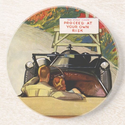 ヴィンテージラブ、道路閉鎖 自己責任で進んでください コースター (正面)