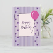 ヴィンテージラベストライプンダー誕生日カード サンキューカード (スタンド正面)
