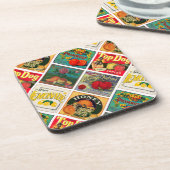 ヴィンテージラベルのパタカラフルーン コースター (左側)