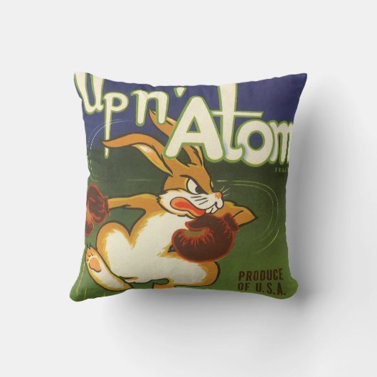 ヴィンテージラベルアートボクシングラビットアップnアトムニンツ クッション (裏面)