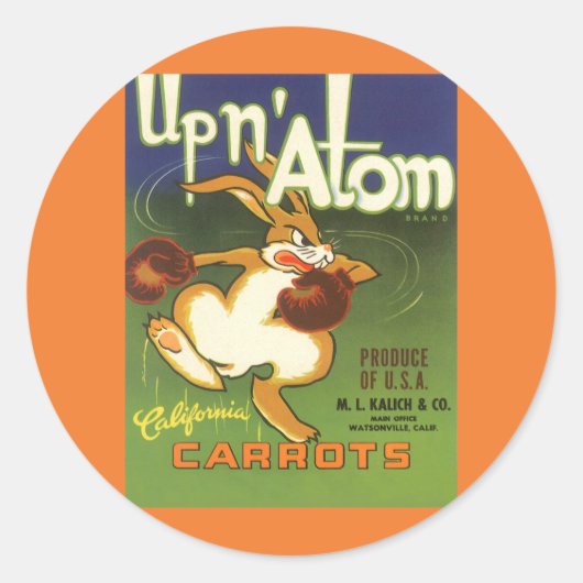 ヴィンテージラベルアートボクシングラビットアップnアトムニンツ ラウンドシール (正面)