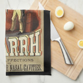 ヴィンテージラベルアート、クラムズポケットぜんそく吸入器 キッチンタオル (四つ折り)