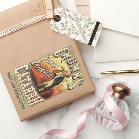 ヴィンテージラベルアート、クラムズポケットぜんそく吸入器 長方形シール (ギフト)