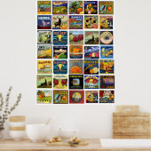 ヴィンテージラベルパッチワークプリント ポスター (キッチン)