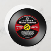 ヴィンテージラベルビニール45レコード誕生日パーティー 招待状 (正面/裏面)