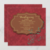 ヴィンテージラベル感謝祭パーティー招待 招待状 (正面/裏面)
