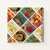 ヴィンテージラベル模様パーソナライズされたレシピ ノートブック (裏面)