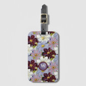 ヴィンテージラベンダーとブルゴーニュの水の色のクレマティス ラゲッジタグ (正面縦)