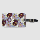 ヴィンテージラベンダーとブルゴーニュの水の色のクレマティス ラゲッジタグ (正面横)