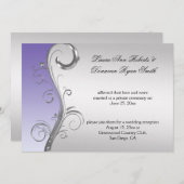 ヴィンテージラベンダーと華美シルバーポ結婚スト 招待状 (正面/裏面)