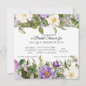 ヴィンテージラベンダーアイボリーバラフローラブライダルシャワー 招待状 (正面)