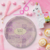 ヴィンテージラベンダーエフェメラダマスクウェディング ペーパープレート (パーティー)