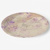 ヴィンテージラベンダーダマスクウェディング ペーパープレート (アングル)