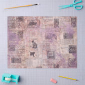 ヴィンテージラベンダーデコパージュ付き動物カタログ 薄葉紙 (クラフト)