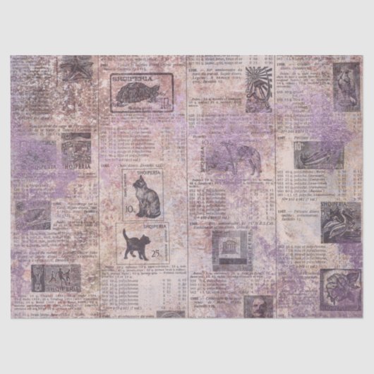 ヴィンテージラベンダーデコパージュ付き動物カタログ 薄葉紙 (正面)