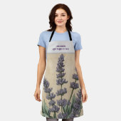 ヴィンテージラベンダーハーブキッチン エプロン (着用した状態)