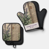 ヴィンテージラベンダーハーブキッチン 鍋つかみ&鍋敷きセット (正面/裏面)